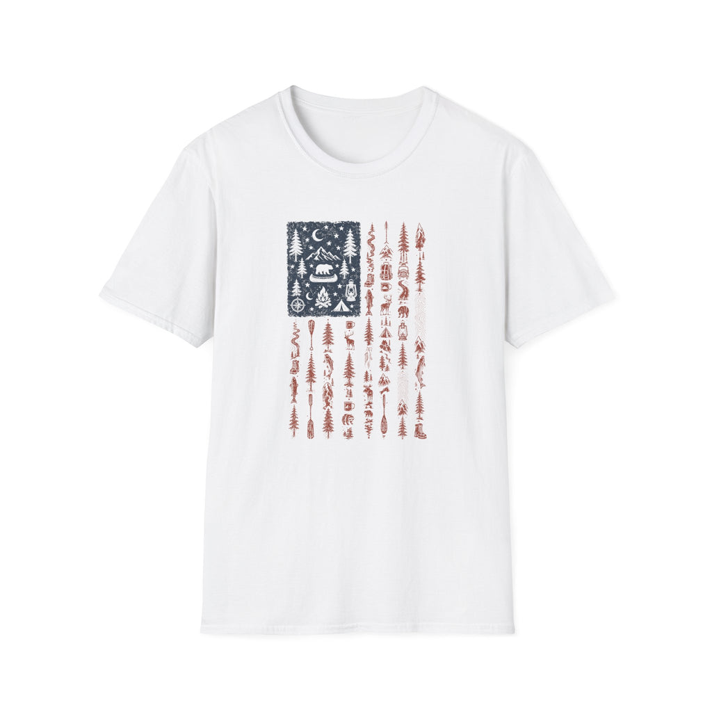 American Flag with Outdoor Icons T-Shirt