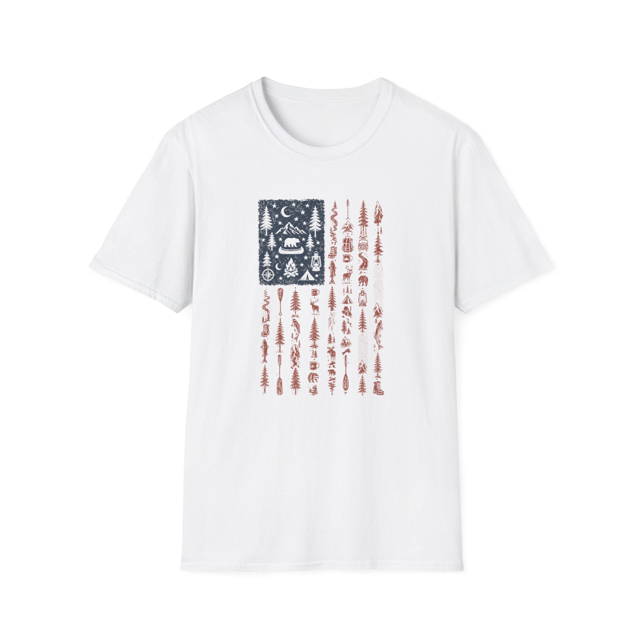 American Flag with Outdoor Icons T-Shirt